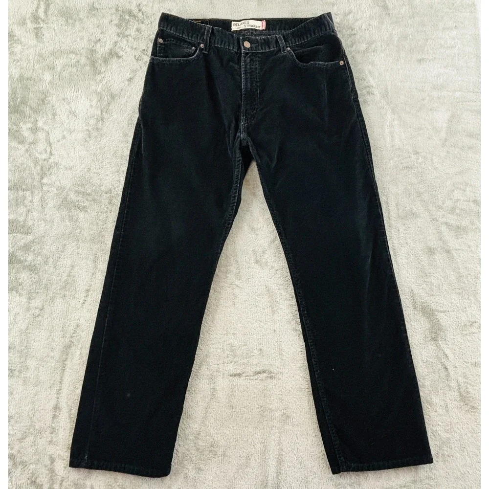 Levi's 559 Corduroy Pants Mens 36x32 Black Relaxed Fit Straight Leg‎ Y2K Baggy